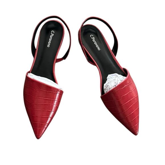 NIB! C.Paravano Slingback Flats in Red - Size EU 42 /  US 11.5 - Picture 1 of 10